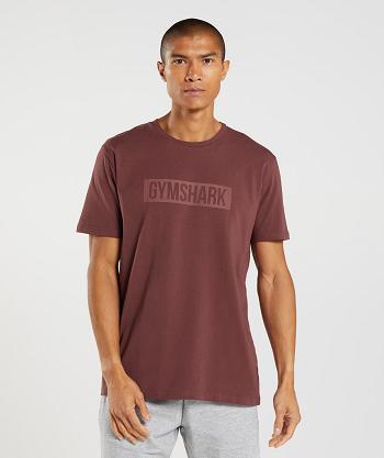 Pánské T Shirts Gymshark Block Růžové Hnědé | CZ 2507MQZ